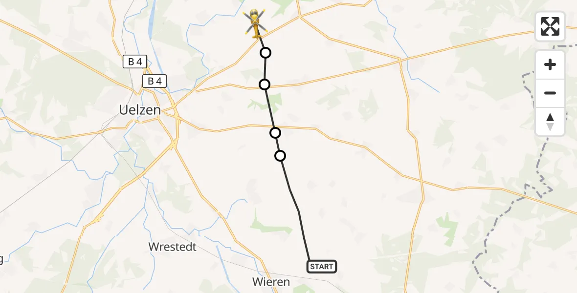 Flugroute Rettungshubschrauber Wieren - Riestedt, 23 März 2026, 09:24