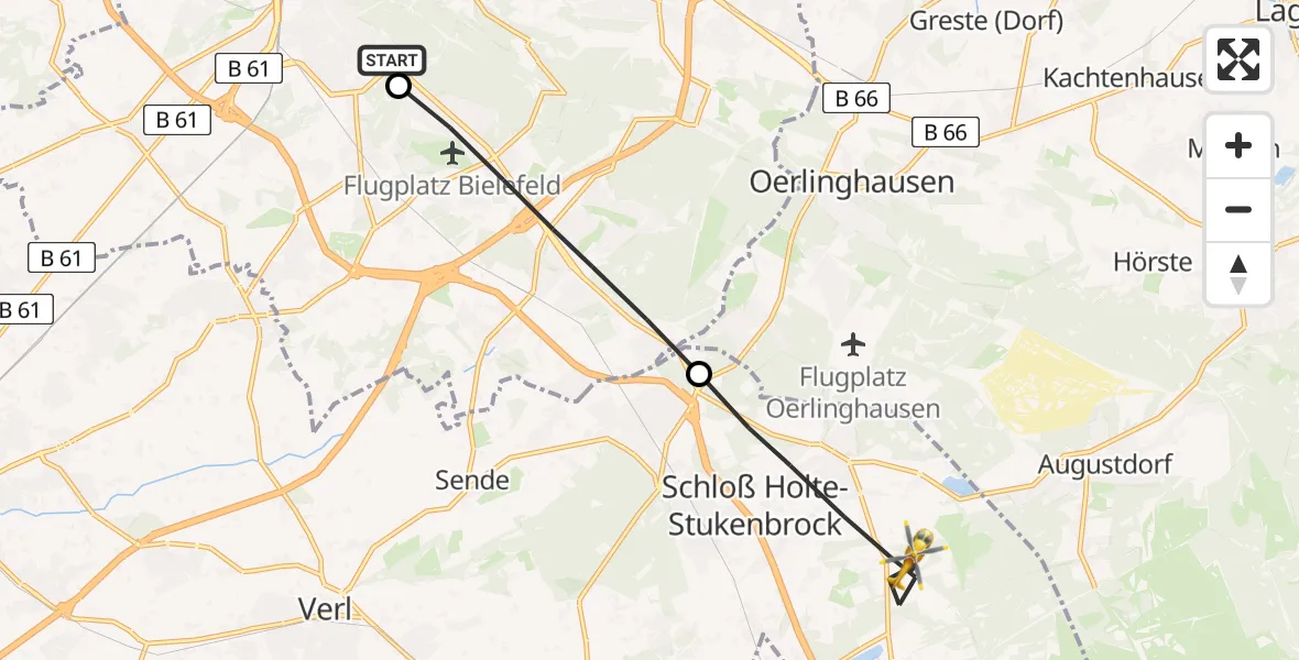 Routekaart van de vlucht: Rettungshubschrauber nach Schloß Holte-Stukenbrock, Mittweg