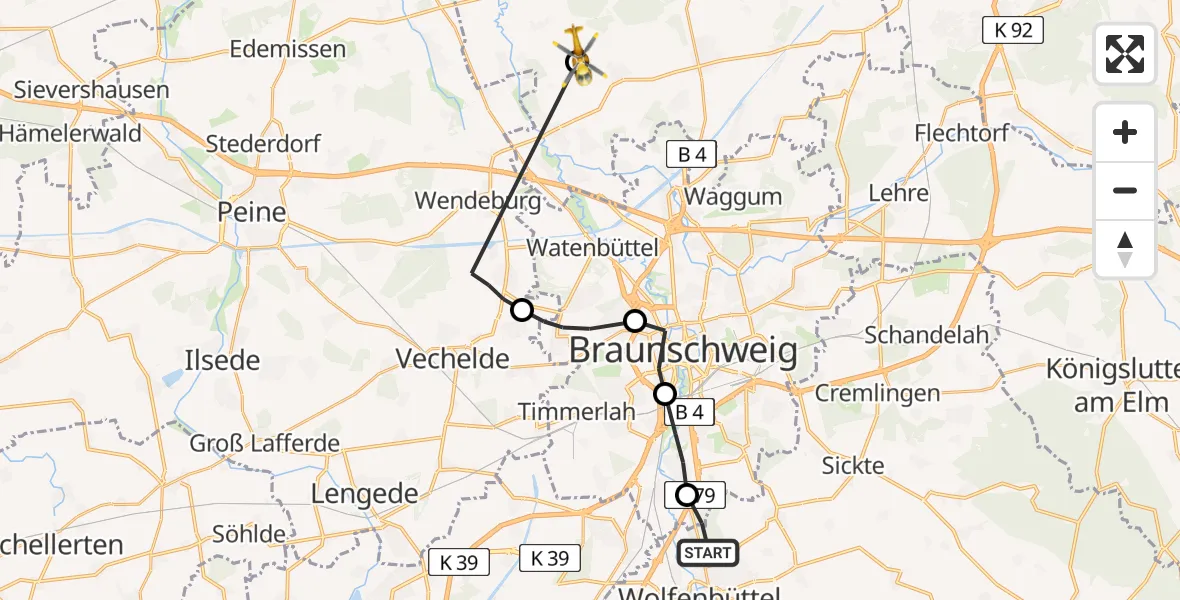 Routekaart van de vlucht: Rettungshubschrauber nach Adenbüttel, Gifhorner Straße