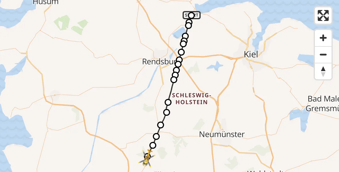 Routekaart van de vlucht: Rettungshubschrauber nach Ridders