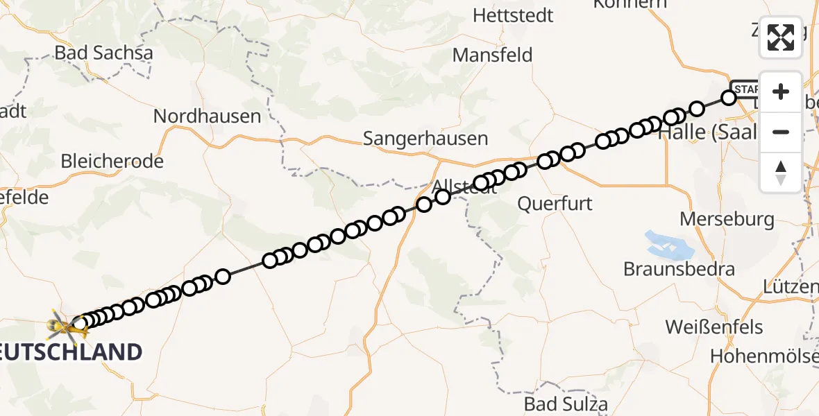 Flugroute Rettungshubschrauber Landsberg - Hufeland Hospital Hubschrauberlandeplatz, 23 März 2026, 10:02