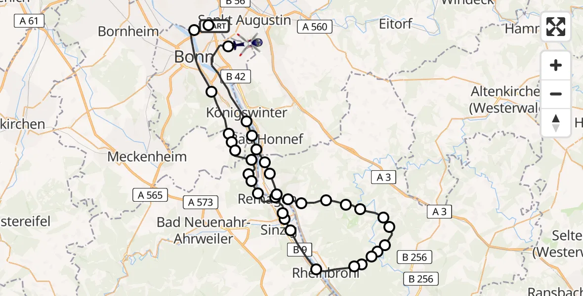 Routekaart van de vlucht: Polizeihubschrauber nach Sankt Augustin, Liebfrauenstraße