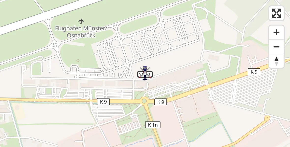 Routekaart van de vlucht: Polizeihubschrauber nach Münster Osnabrück Flughafen