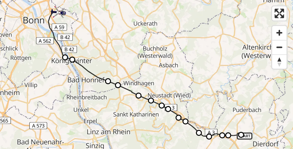 Routekaart van de vlucht: Polizeihubschrauber nach Niederholtorf, Zur Au