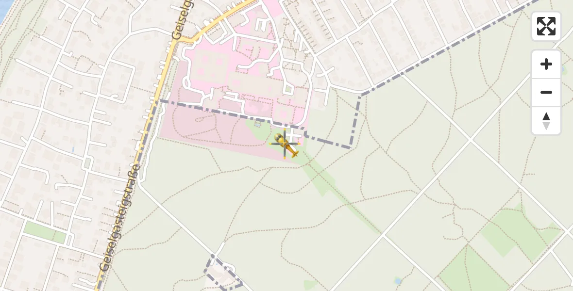 Flugroute Rettungshubschrauber ADAC Air Rescue Center Hubschrauberlandeplatz (Christoph 1) - ADAC Air Rescue Center Hubschrauberlandeplatz (Christoph 1), 23 März 2026, 11:52