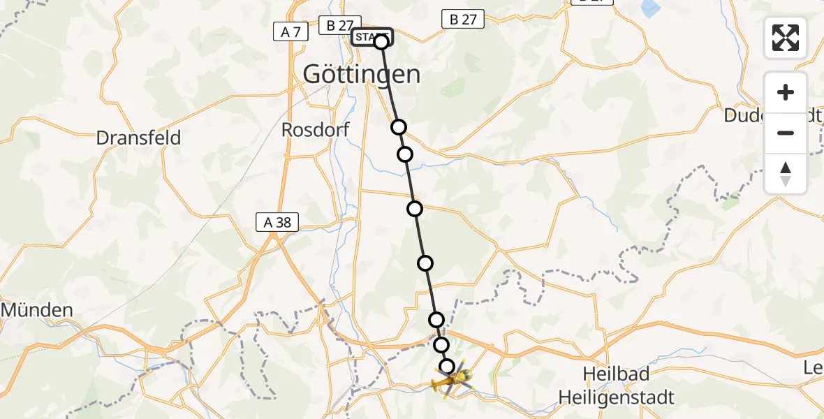 Routekaart van de vlucht: Rettungshubschrauber nach Marth, Hinter Marth