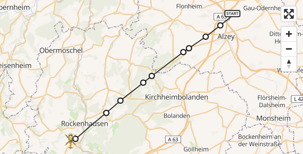 Routekaart van de vlucht: Rettungshubschrauber nach Imsweiler UL