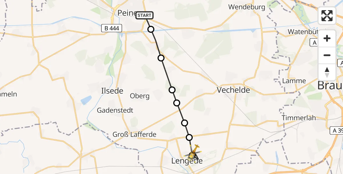 Routekaart van de vlucht: Rettungshubschrauber nach Lengede, Papenkamp