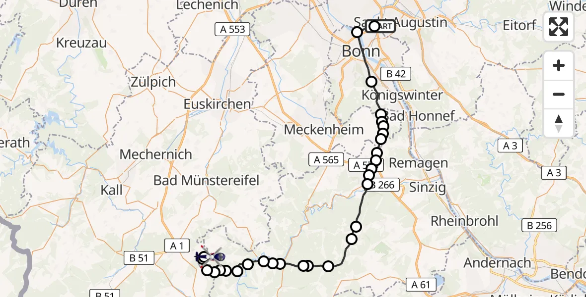 Flugroute Polizeihubschrauber Meindorf - Ohlenhard, 23 März 2026, 13:12