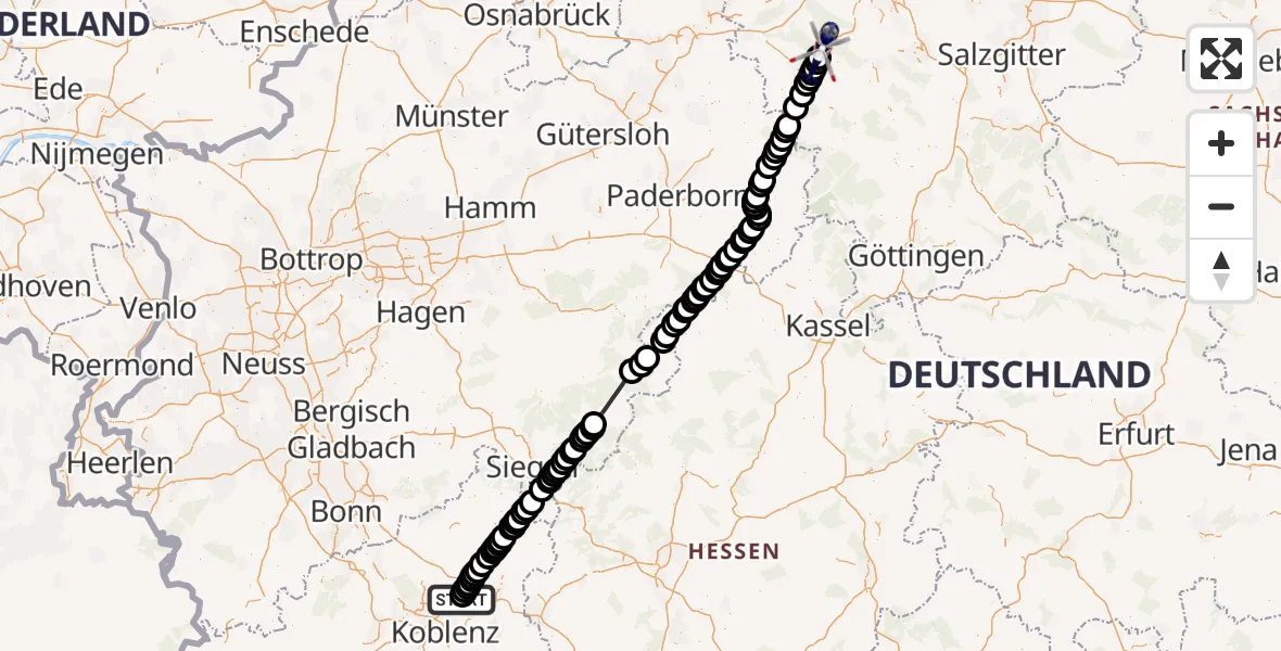 Routekaart van de vlucht: Polizeihubschrauber nach Hasperde, Am Teichweg