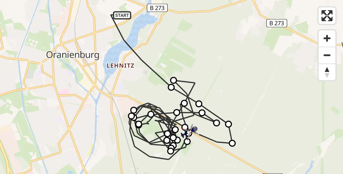 Flugroute Polizeihubschrauber Oranienburg - Borgsdorf, 23 März 2026, 13:33