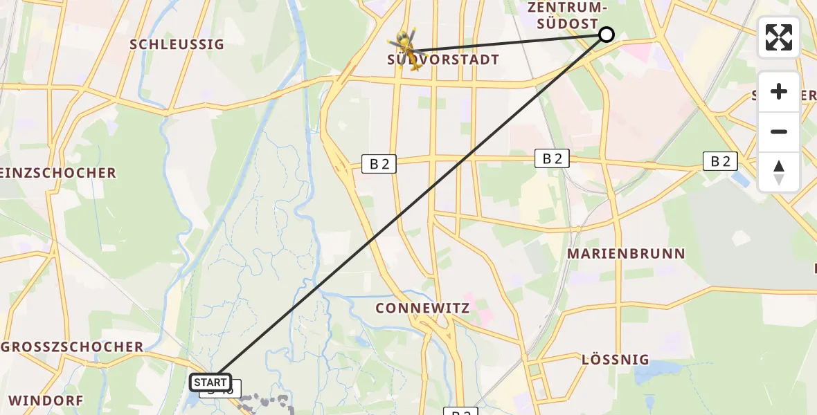 Flugroute Rettungshubschrauber Südwest - Süd, 23 März 2026, 13:56