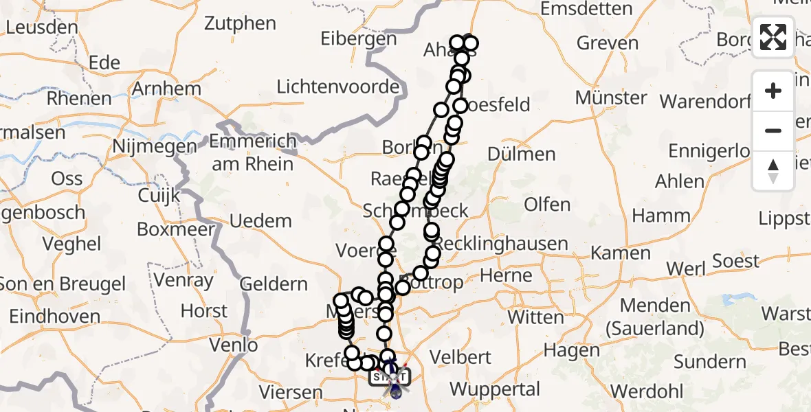 Routekaart van de vlucht: Polizeihubschrauber nach Düsseldorf Flughafen