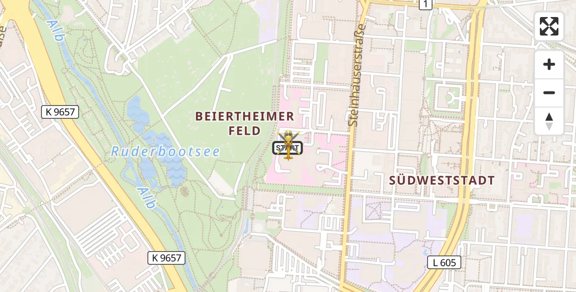 Flugroute Rettungshubschrauber Sankt Vincentius Hospital - Sankt Vincentius Hospital, 23 März 2026, 16:37