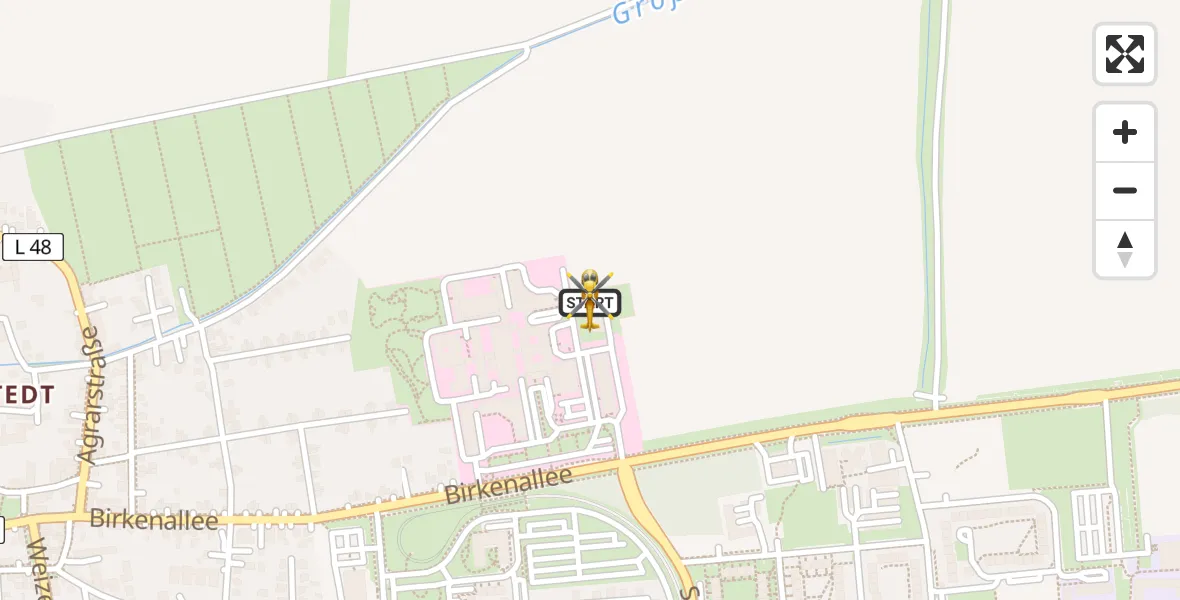 Flugroute Rettungshubschrauber Magdeburg Hospital - Magdeburg Hospital, 23 März 2026, 16:48
