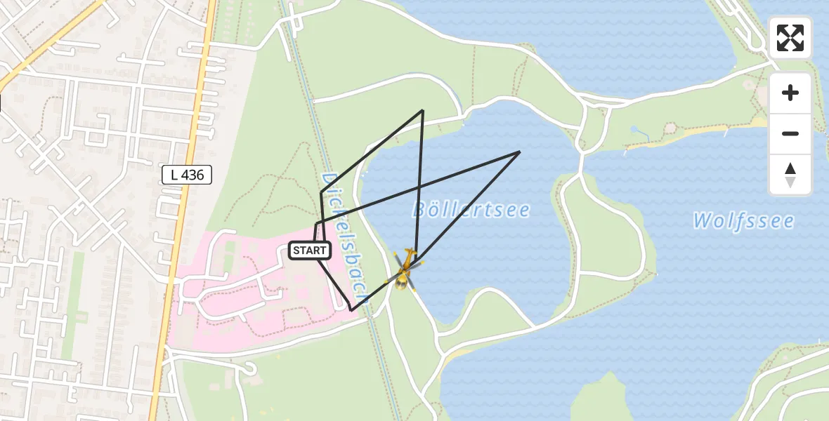 Routekaart van de vlucht: Rettungshubschrauber nach Duisburg Air Rescue Hubschrauberlandeplatz (Christoph 9)