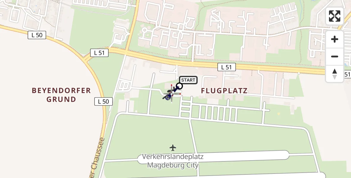 Routekaart van de vlucht: Polizeihubschrauber nach Magdeburg City Flugplatz