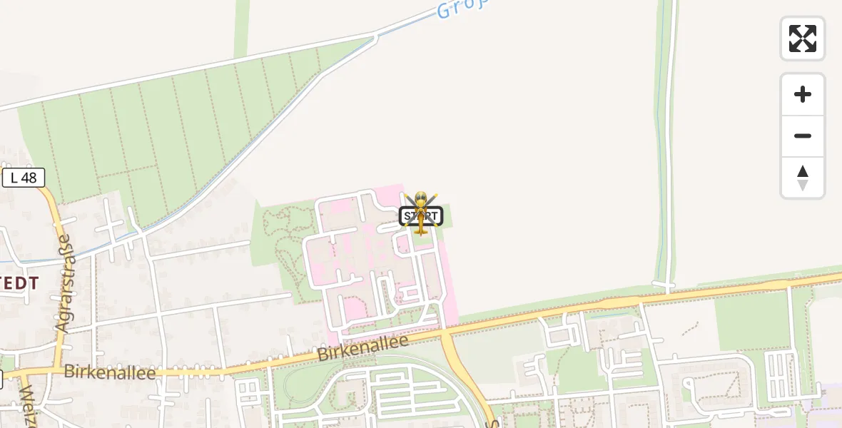 Flugroute Rettungshubschrauber Magdeburg Hospital - Magdeburg Hospital, 23 März 2026, 17:49
