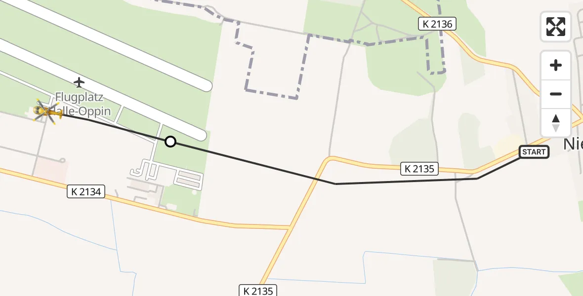 Flugroute Ambulanzhubschrauber Landsberg - Halle-Oppin Flugplatz, 23 März 2026, 17:55