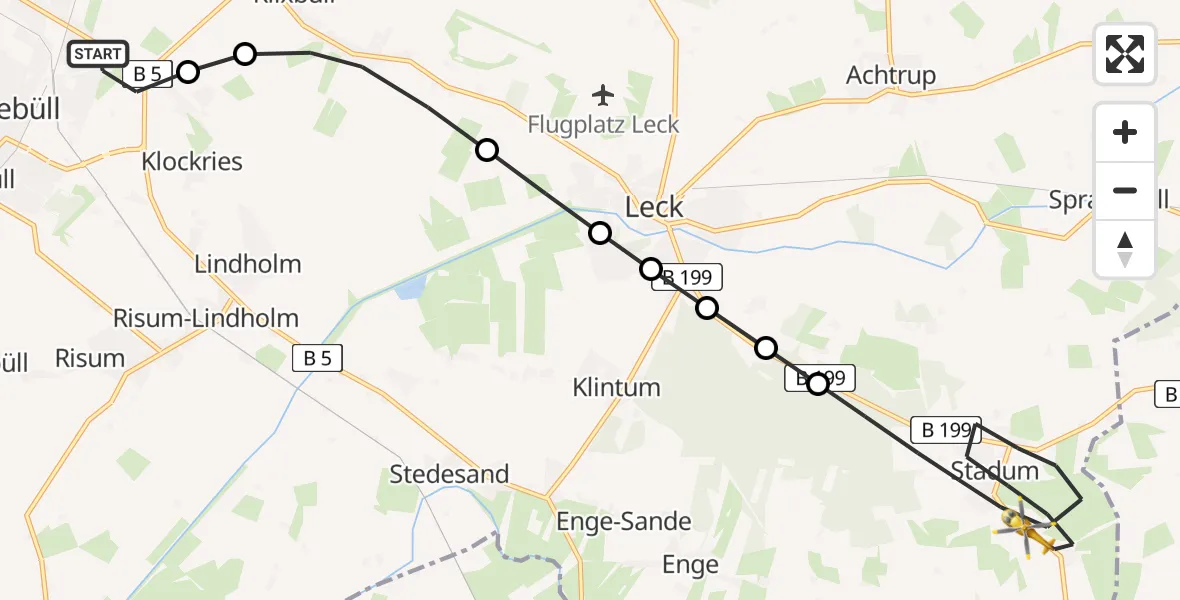 Routekaart van de vlucht: Rettungshubschrauber nach Stadum, Süderlücken
