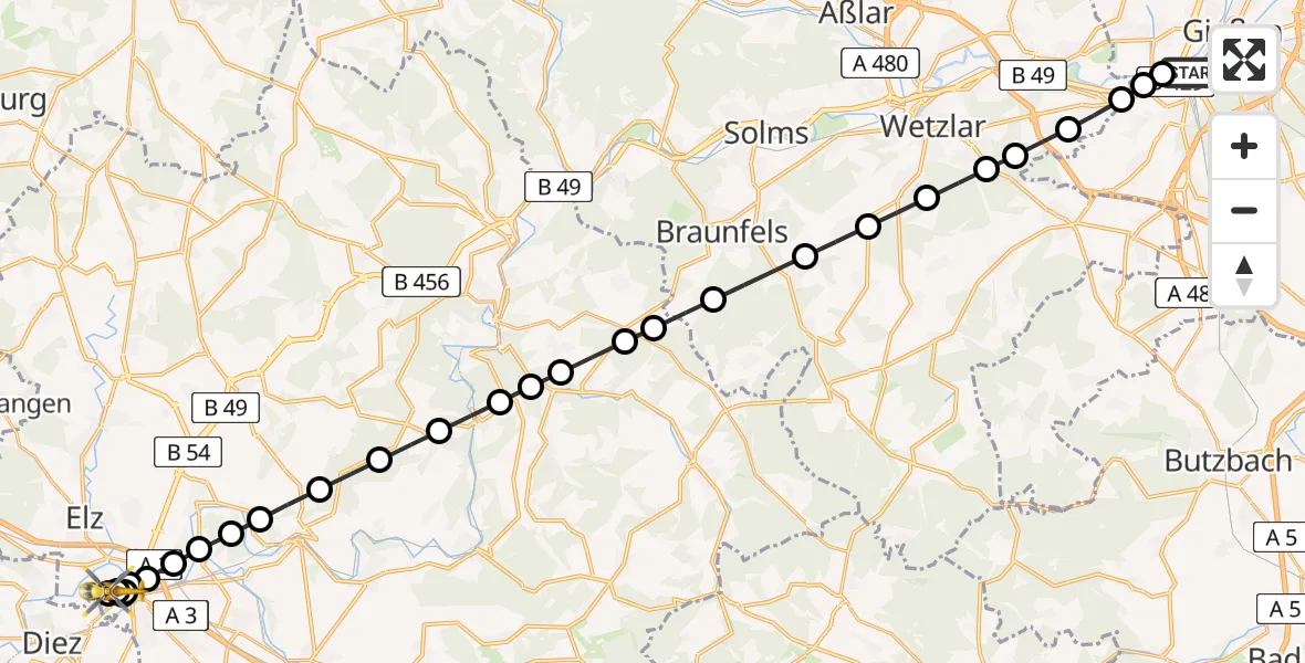 Routekaart van de vlucht: Rettungshubschrauber nach Saint Vincent Hospital Limburg