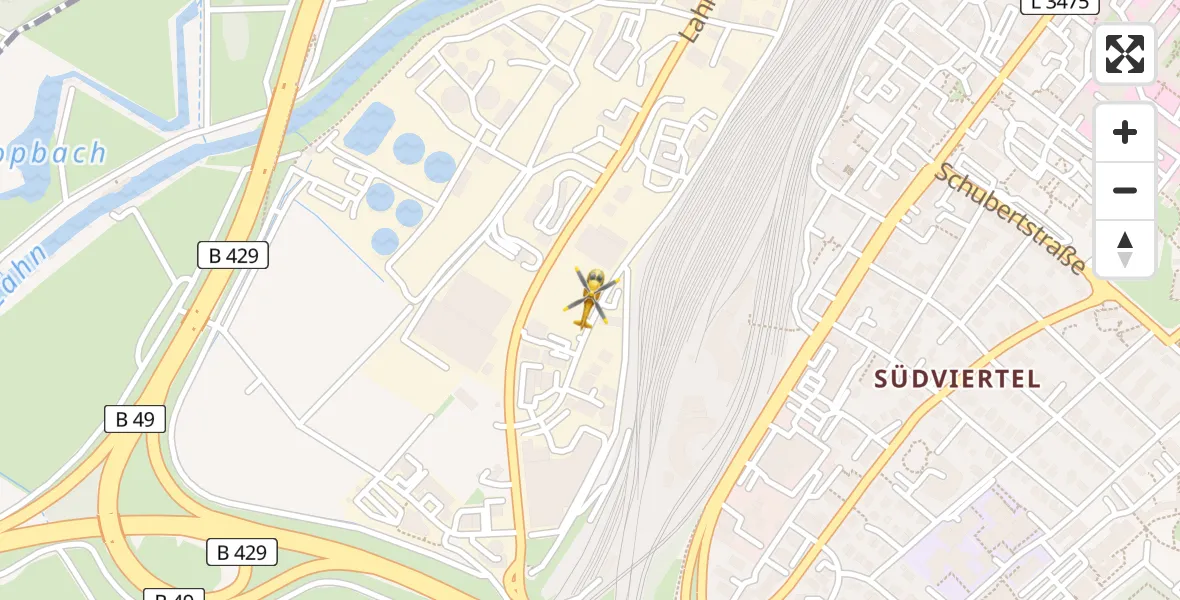 Flugroute Rettungshubschrauber Gießen - Gießen, 23 März 2026, 22:21