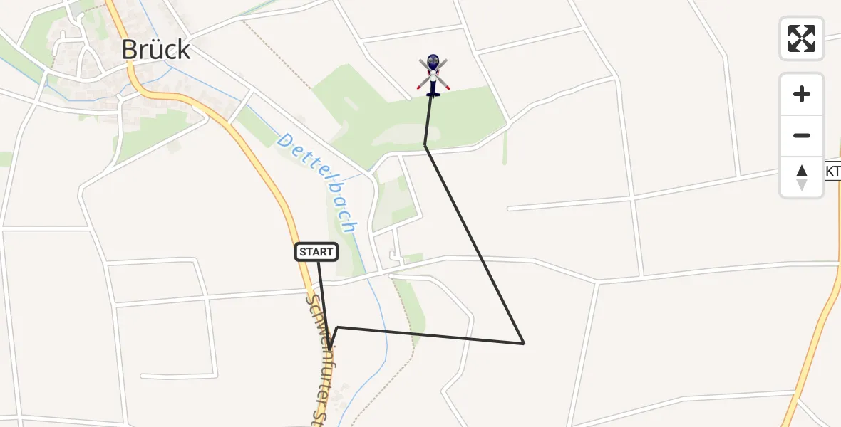 Routekaart van de vlucht: Polizeihubschrauber nach Brück, Schweinfurter Straße