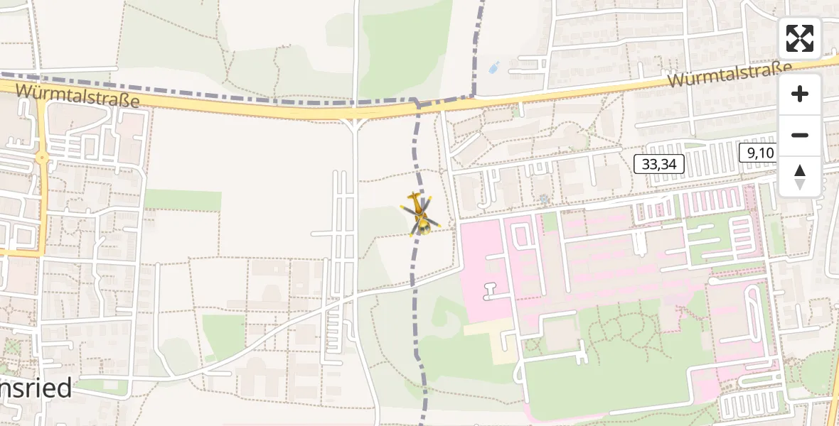 Flugroute Rettungshubschrauber DRF Air Rescue München Hubschrauberlandeplatz - DRF Air Rescue München Hubschrauberlandeplatz, 23 März 2026, 23:35