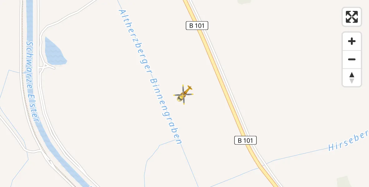 Flugroute Ambulanzhubschrauber Herzberg (Elster) - Herzberg (Elster), 24 März 2026, 00:30