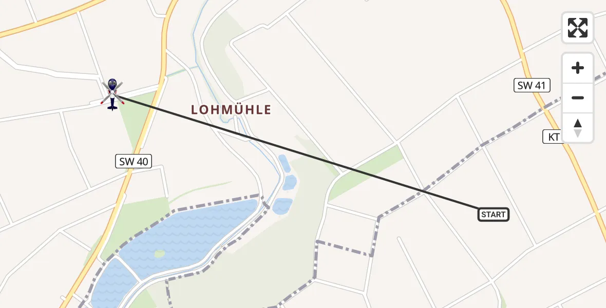 Routekaart van de vlucht: Polizeihubschrauber nach Zeilitzheim, SW 40