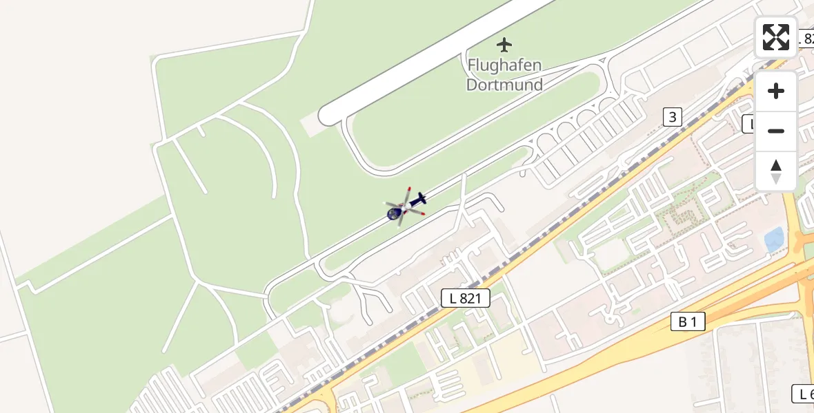Flugroute Polizeihubschrauber Dortmund Flughafen - Dortmund Flughafen, 24 März 2026, 04:25