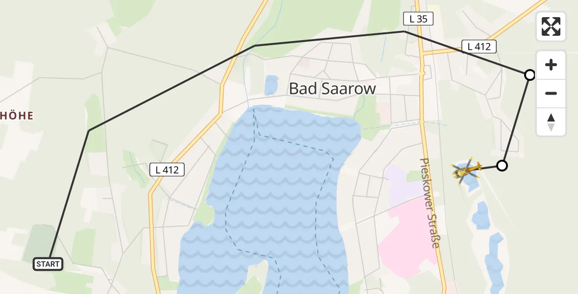 Flugroute Rettungshubschrauber Bad Saarow - Bad Saarow, 24 März 2026, 06:52