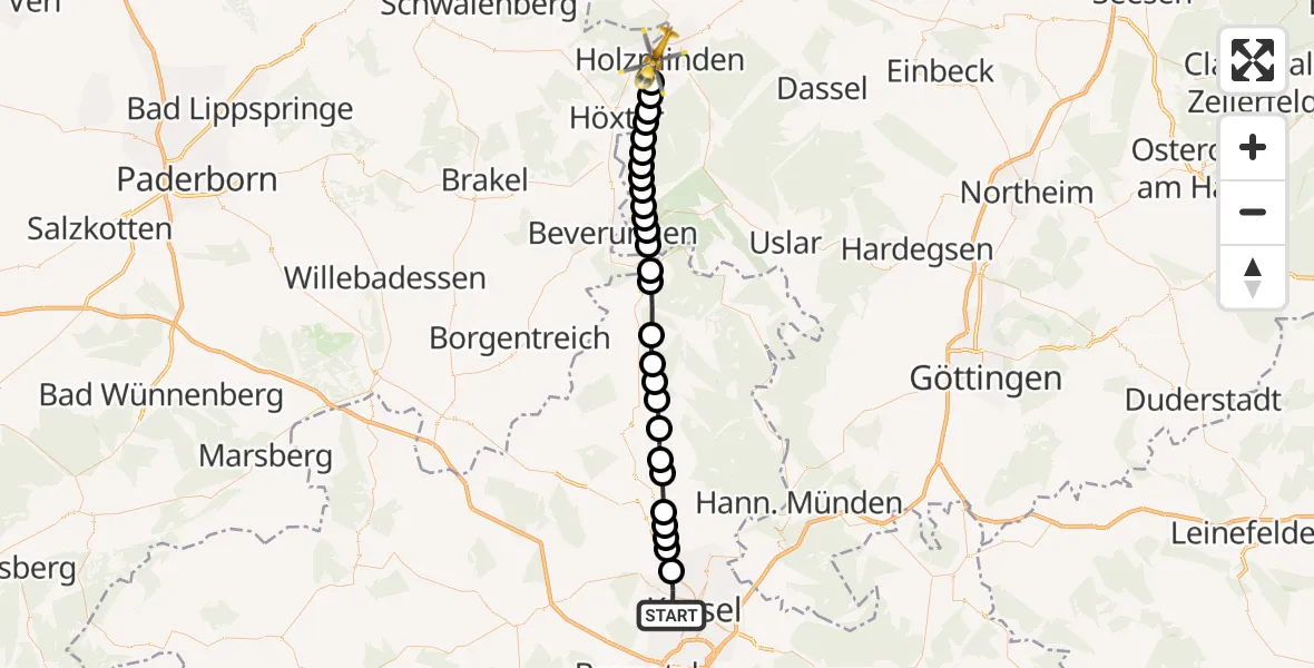 Routekaart van de vlucht: Rettungshubschrauber nach Holzminden, Stahler Ufer
