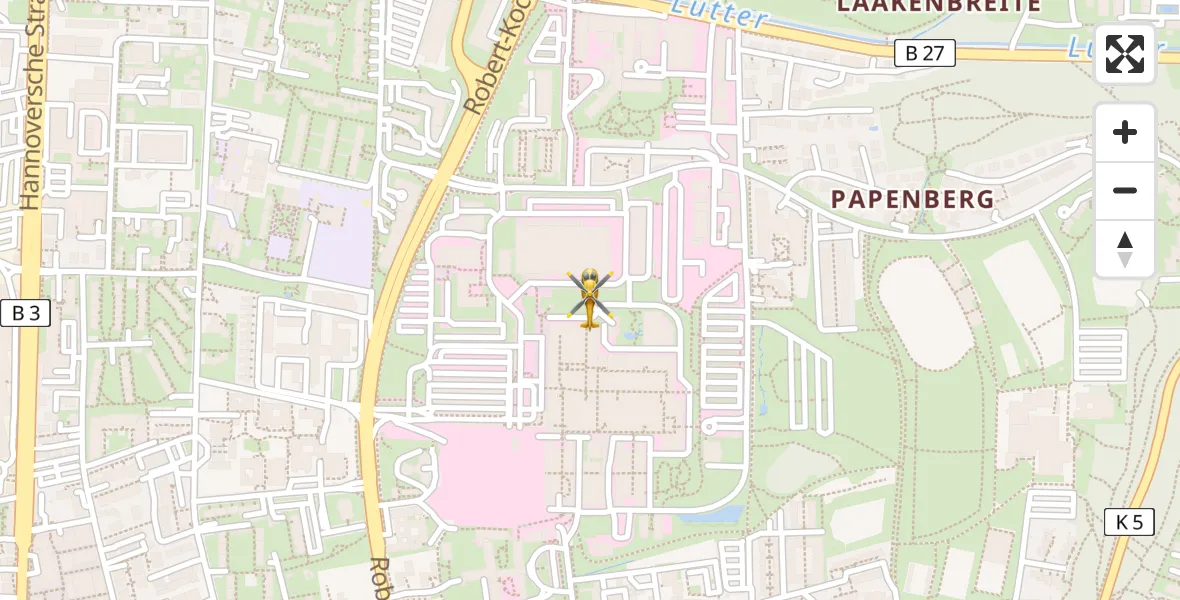 Routekaart van de vlucht: Rettungshubschrauber nach Göttingen University Clinic Hubschrauberlandeplatz