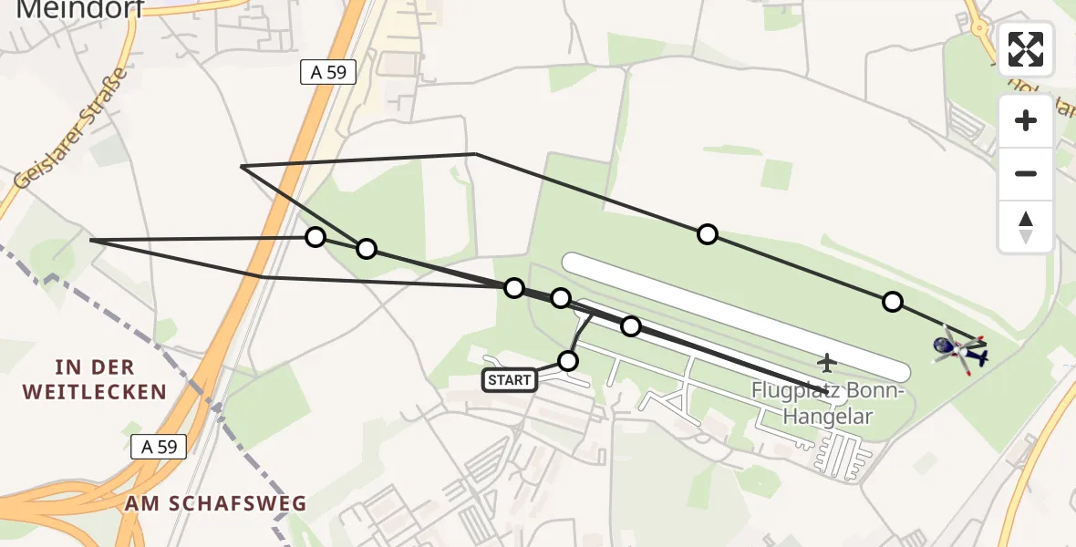 Flugroute Polizeihubschrauber Sankt Augustin - Sankt Augustin, 24 März 2026, 07:45