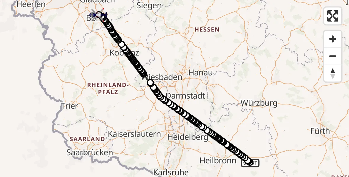 Routekaart van de vlucht: Polizeihubschrauber nach Sankt Augustin, Richthofenstraße