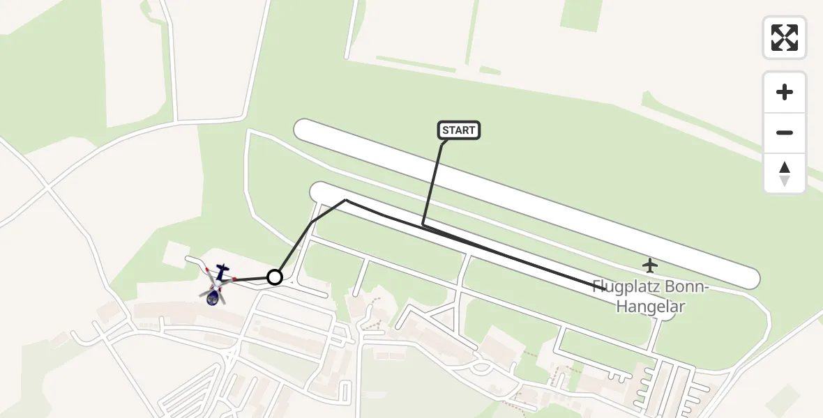 Flugroute Polizeihubschrauber Bonn-Hangelar Flugplatz - Sankt Augustin, 24 März 2026, 08:20