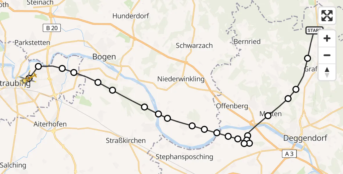 Routekaart van de vlucht: Rettungshubschrauber nach Sankt Elisabeth Hospital Straubing