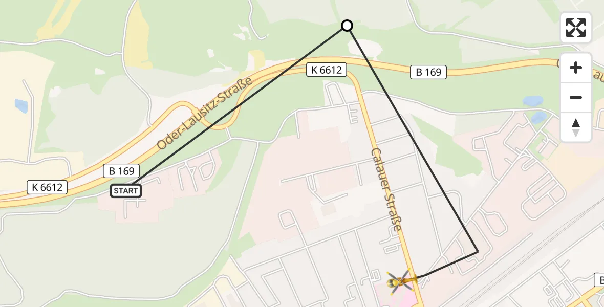 Flugroute Ambulanzhubschrauber ADAC Luftrettungsstation Senftenberg Hubschrauberlandeplatz - Senftenberg, 24 März 2026, 08:31