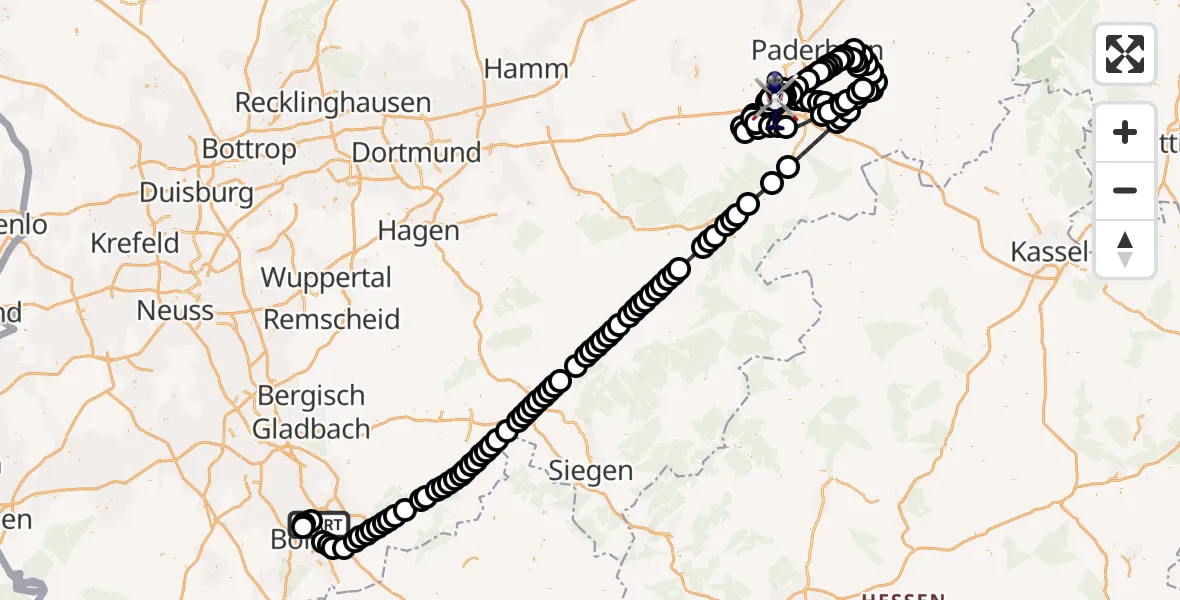 Flugroute Polizeihubschrauber Sankt Augustin - Paderborn Lippstadt Flughafen, 24 März 2026, 09:02