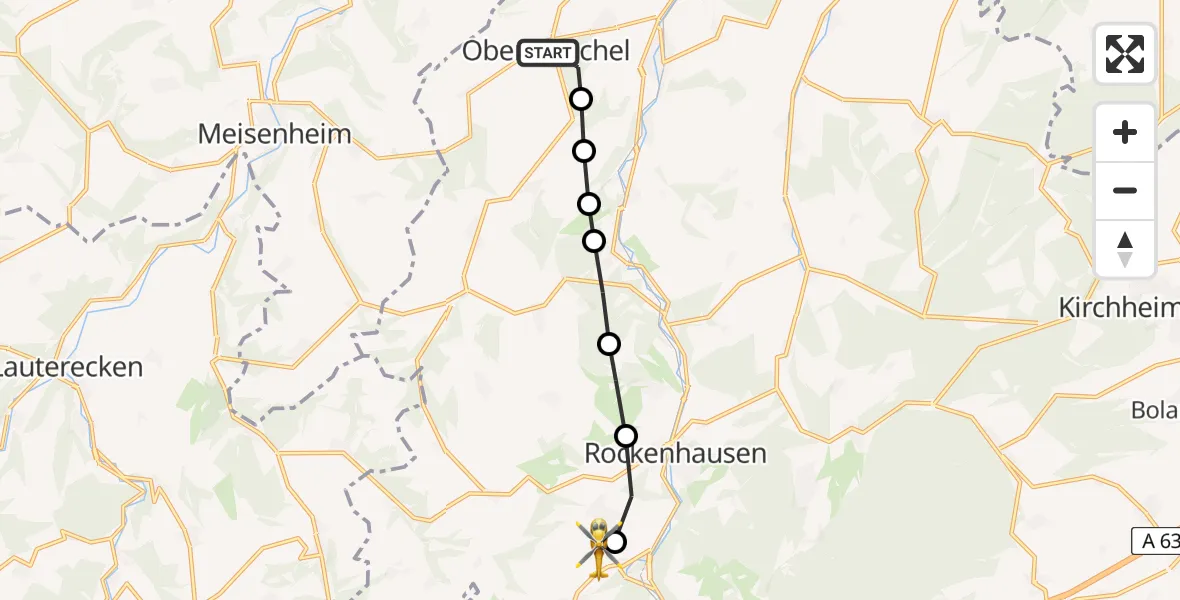 Routekaart van de vlucht: Rettungshubschrauber nach Imsweiler UL