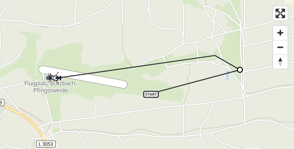 Flugroute Polizeihubschrauber Pfingstweide Flugplatz - Pfingstweide Flugplatz, 24 März 2026, 09:42