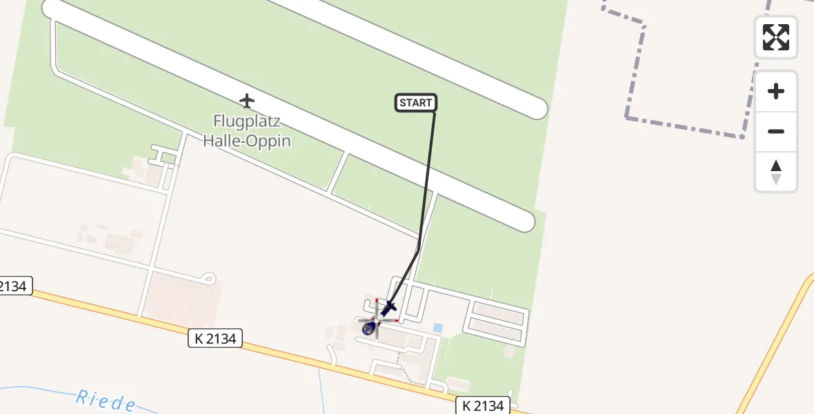Flugroute Polizeihubschrauber Halle-Oppin Flugplatz - Halle-Oppin Flugplatz, 24 März 2026, 09:56