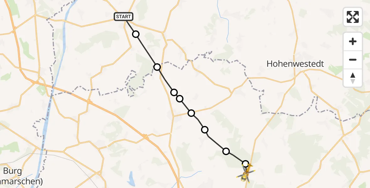 Routekaart van de vlucht: Rettungshubschrauber nach Ridders, Hungriger Wolf