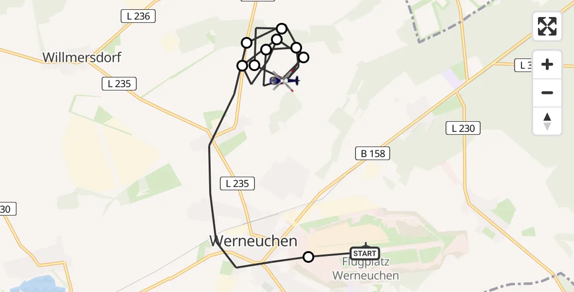 Routekaart van de vlucht: Polizeihubschrauber nach Werneuchen