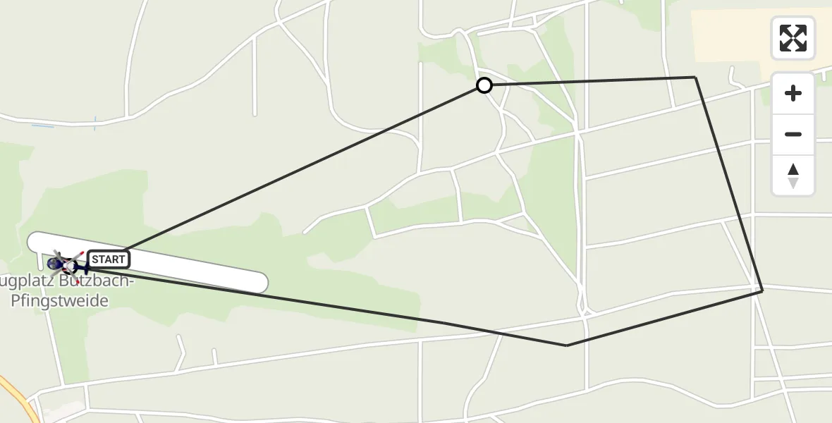 Flugroute Polizeihubschrauber Pfingstweide Flugplatz - Pfingstweide Flugplatz, 24 März 2026, 10:04