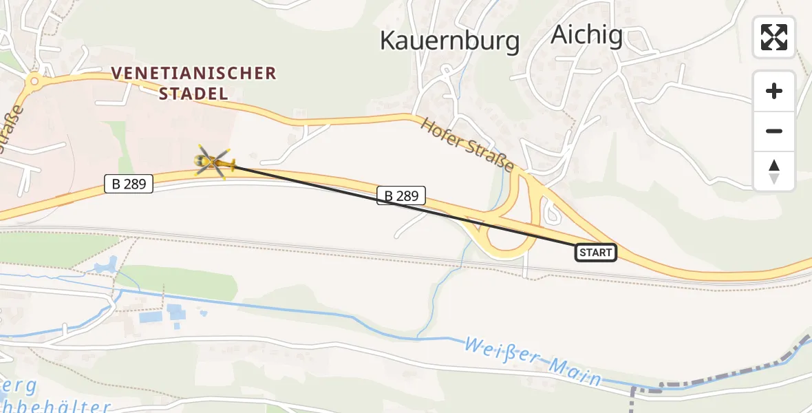 Flugroute Rettungshubschrauber Aichig - Kauernburg, 24 März 2026, 10:13