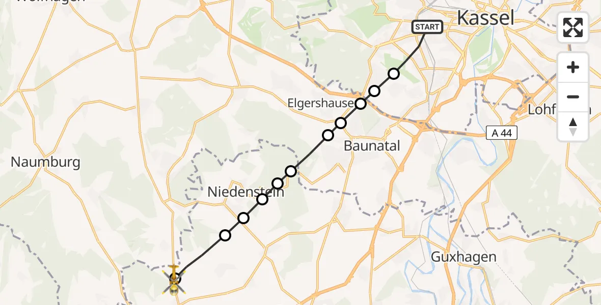 Routekaart van de vlucht: Rettungshubschrauber nach Lohne, B 450