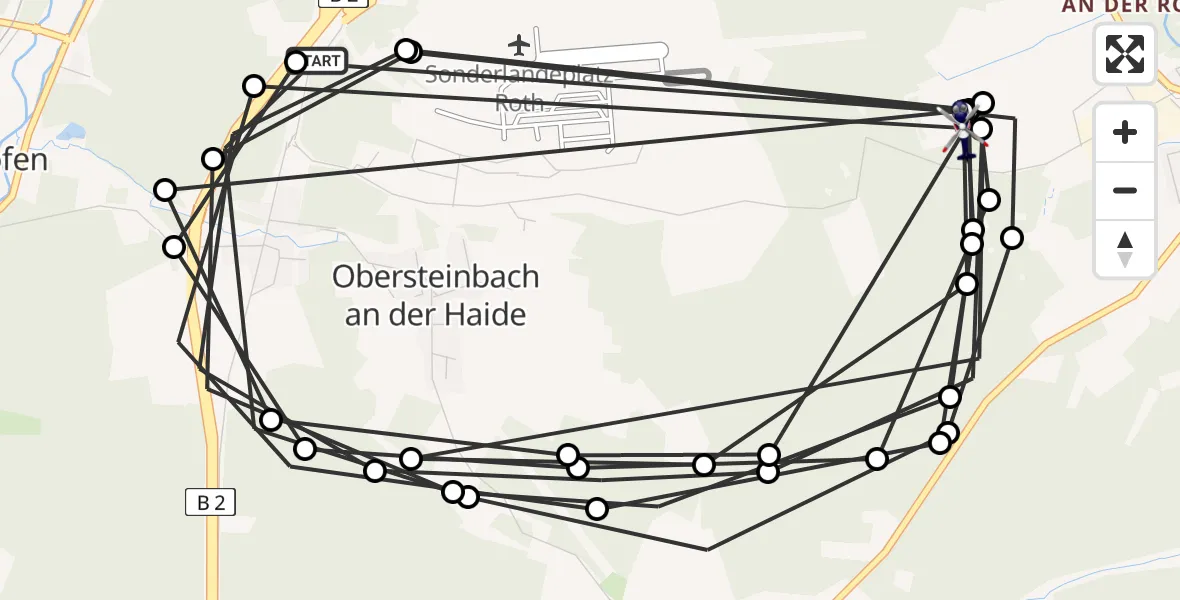 Flugroute Polizeihubschrauber Untersteinbach an der Haide - Eckersmühlen, 24 März 2026, 10:40