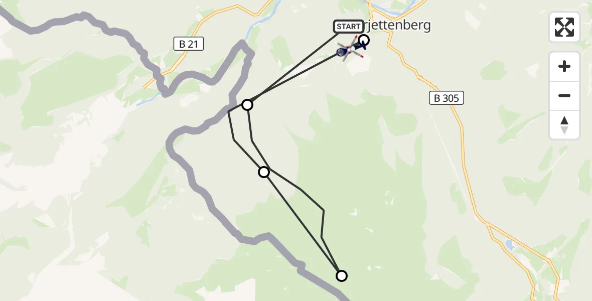 Flugroute Polizeihubschrauber Unterjettenberg - Unterjettenberg, 24 März 2026, 10:40